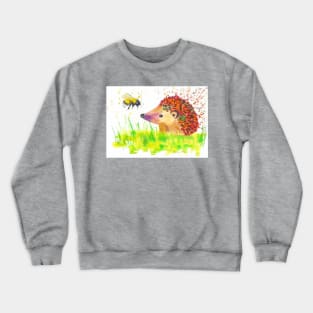 Hedgehog and a bumble bee Crewneck Sweatshirt